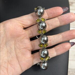 Monet Silver and Yellow Beaded Bracelet